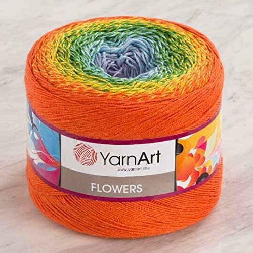 YarnArt Flowers – Gradient Cotton Acrylic Blend, 250g (8.8 oz), 1094 yds, Lightweight Sport Yarn for Crochet, Knitting, Shawls, Summer Projects (255)