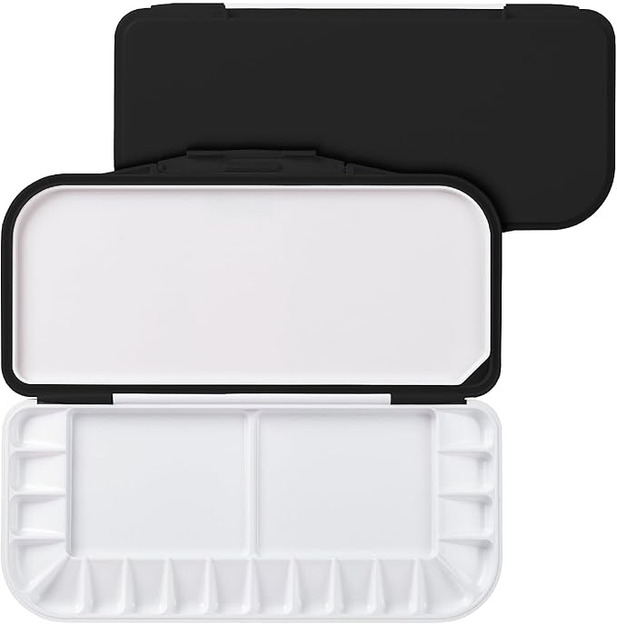 Mr. Pen- Airtight Watercolor Palette with Lid, Black, 18 Wells and 2 Mixing Areas, Empty Watercolor Palette, Paint Pallet with Lid, Folding Paint Tray