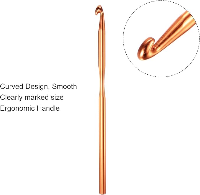 uxcell 20Pcs Aluminum Crochet Hook 5.5mm US Size I (Size 9) Knitting Needles for DIY Craft Yarn Rose Gold Tone
