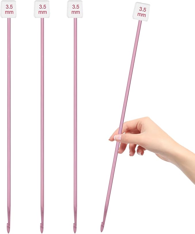 HEALEAYAR 3.5mm Tunisian Crochet Hooks Bulk, 27cm Extra Long Crochet Needles Aluminum Afghan Knitting Needles Tools for Beginners and Skills Class, Pack of 4