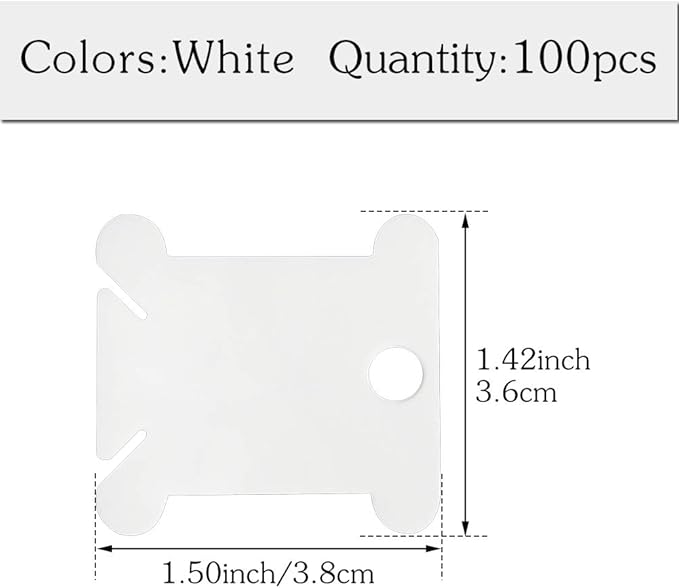 100 Pcs Plastic Floss Bobbin, Embroidery Floss Bobbins, Cross Stitch Embroidery Cotton Thread Embroidery Floss Thread Craft, White Embroidery Thread Organize for DIY Sewing Craft