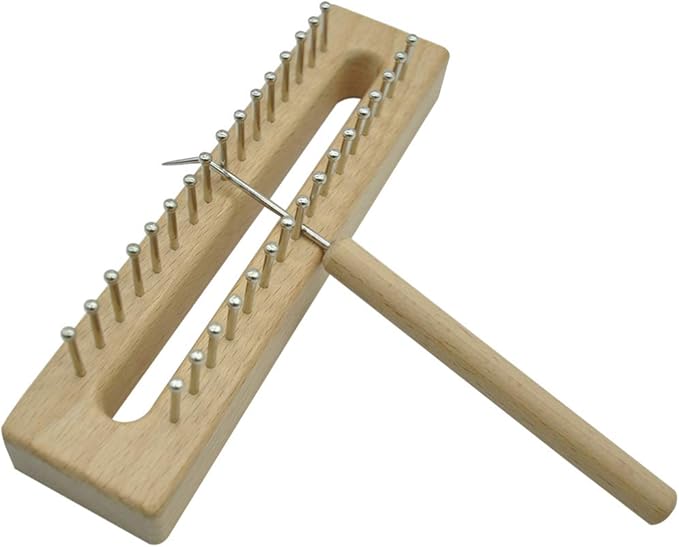 EXCEART Solid Beech Wood Scarf Loom 6.29In Handheld Braider with Crochet Hook for DIY Knitting Weaving Kit Crafting Scarves and Shawls