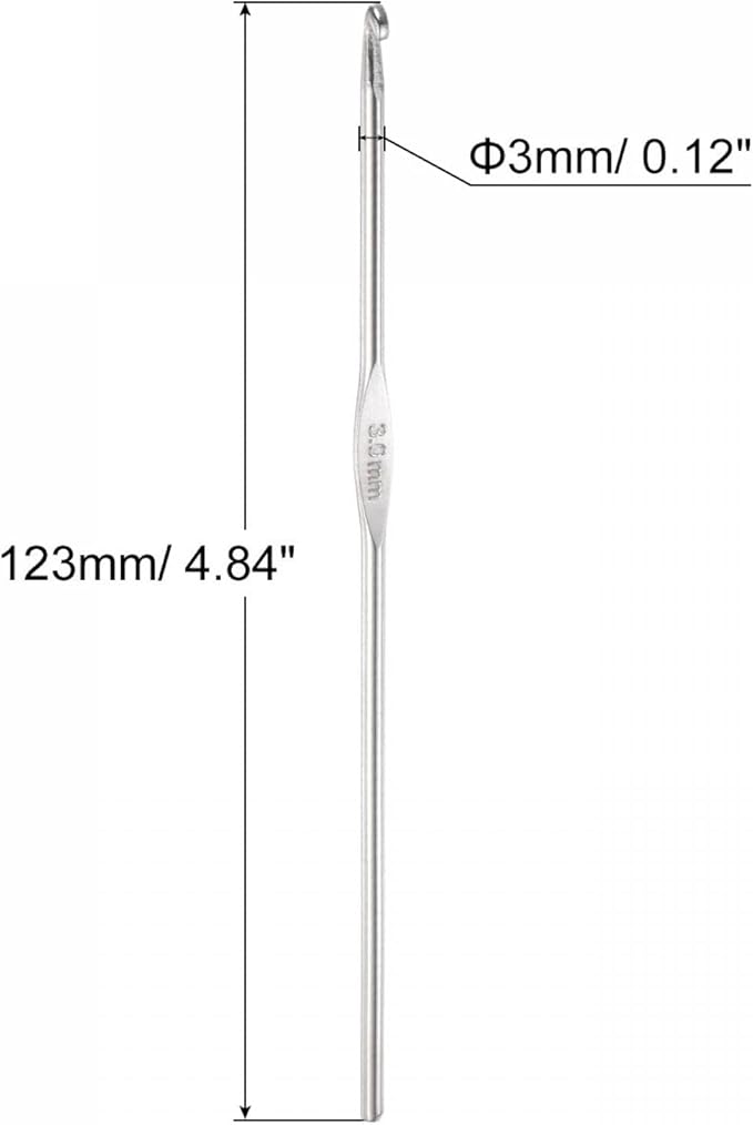 uxcell Stainless Steel Crochet Hook 3mm Knitting Needles for DIY Craft Yarn 6Pcs