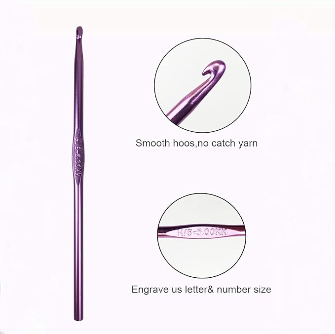 Weabetfu Aluminum Crochet Hook,Soft Grip Crocheting Hooks for Knitting Craft Yarn,Crochet Hooks Size H,5.0mm-New