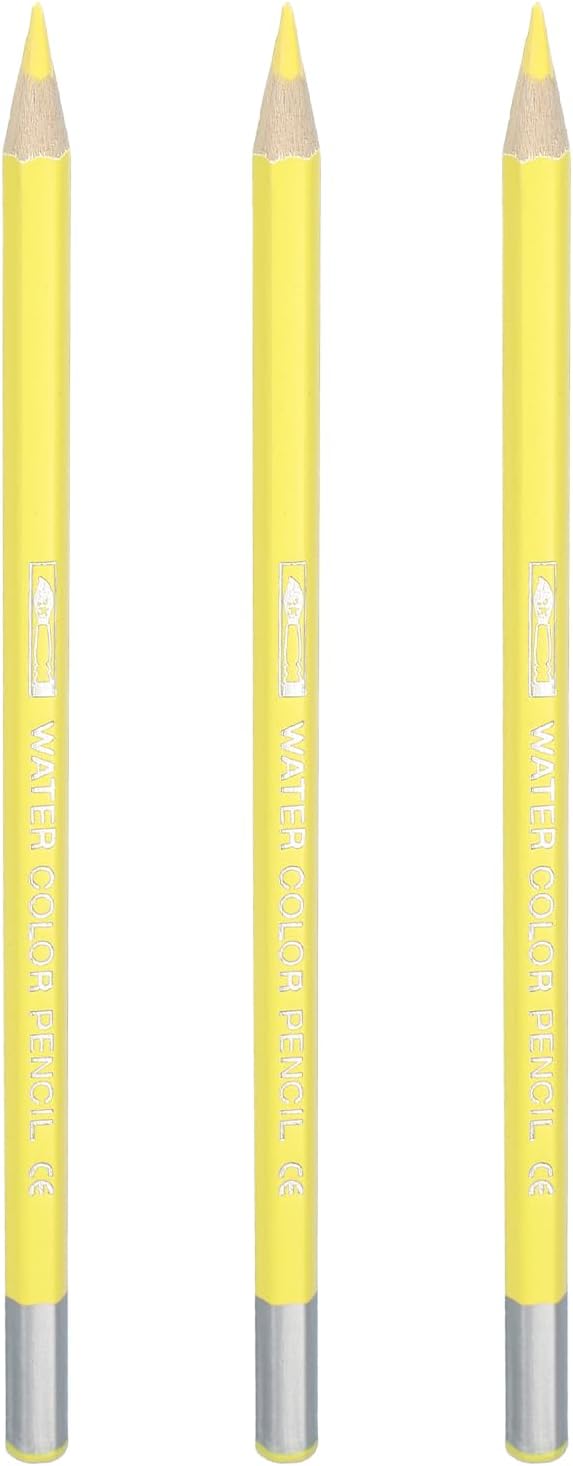 PATIKIL Watercolor Pencils, Lemon Yellow Color Pencil Set Sketch Coloring Drawing Colored Pencils Bulk Artist Drawing Supplies for Adult Coloring Book Blending, 3 Pcs