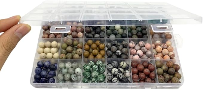 500pcs 8mm Natural Round Stone Beads,Multiolor Crystal Energy Stone，Loose Gemstone Accessories Hole Size 1mm,DIY Smooth Beads Necklace Bracelet for Jewelry Making,(8MM-24Colors Materia-A)