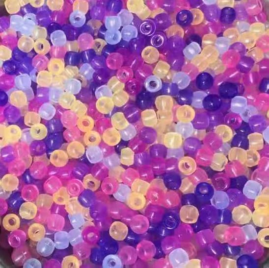 NikkiGuo 1000pcs Pony Beads, 15 Color Kandi Beads for Bracelets Making Kit, Hair Braids Crafts Jewelry Making Crafts Friendship Necklace Earrings DIY (UV Color Mixing)