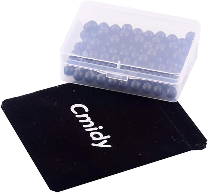 Natural Stone Beads 100pcs 8mm Black Obsidian Round Genuine Real Stone Beading Loose Gemstone Hole Size 1mm DIY Charm Smooth Beads for Bracelet Necklae Earrings Jewelry Making (Black Obsidian, 68mm)