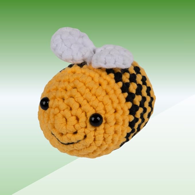 KelliDream Magic Circle Tool Inclusive Learn to Crochet Kit for Beginners; Step-by-Step Video Tutorials; All Supplies to Make Cute Amigurumi (Bee)