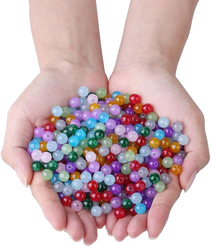 500Pcs Glass Beads for Bracelets,10 Colors 8mm Round Glass Crystal Beads for Jewelry Making Kits Earring Bracelet Necklaces and DIY Crafts for Beginners(Colorful)