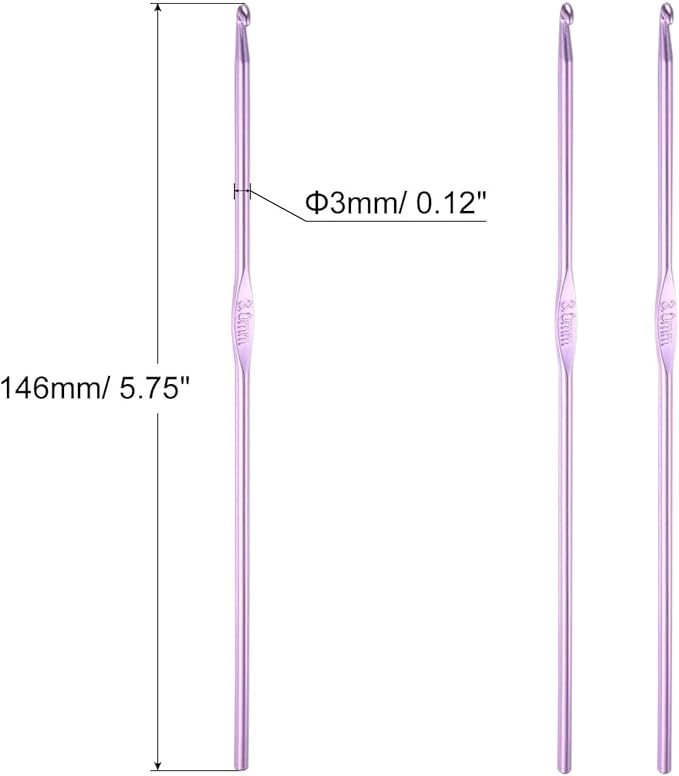 HEYLEAYAR 3MM Aluminum Crochet Hooks 14PCS,Crochet Needle US Size F(Size 4),Crochet Needles for Knitting Craft Yarn Contribute to Beginners