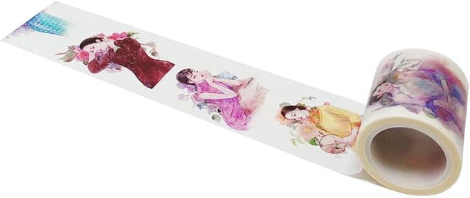 Wrapables Decorative Festive Wide Washi Masking Tape, 40mm x 5m, Chinese Maidens