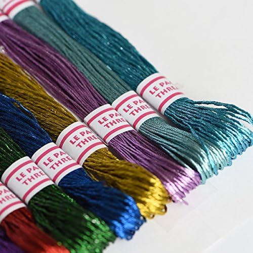 Metallic Embroidery Floss All Purpose Assorted Mix Colours Cross Stitch Tread Set 24 Skeins for Craft Needlework Hand Embroidery Bracelets