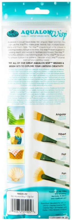 Royal & Langnickel Aqualon Wisp Flat Artist Brush Set, 5-piece