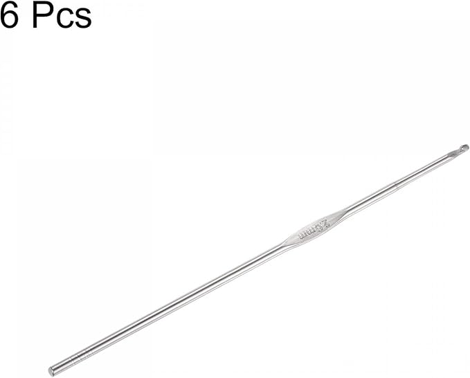 uxcell Stainless Steel Crochet Hook 2mm US Size 4 Knitting Needles for DIY Craft Yarn 6Pcs