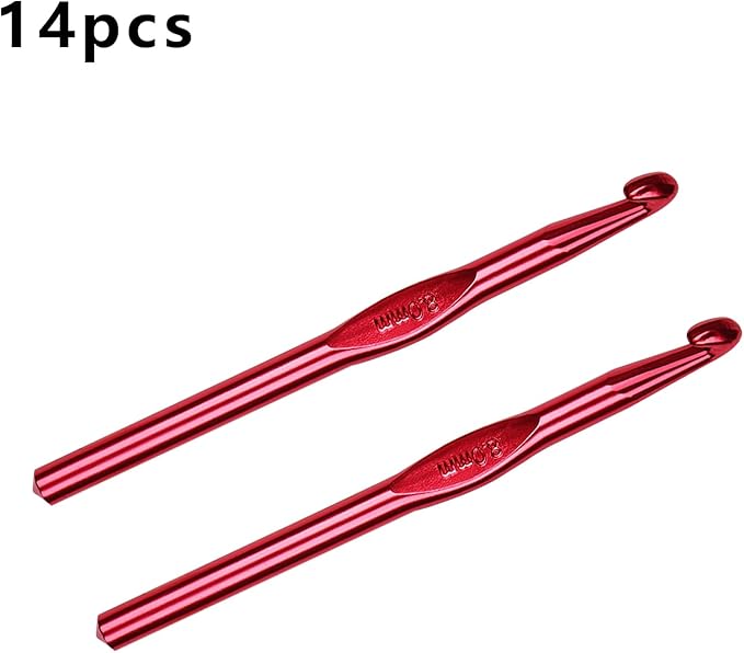 HEYLEAYAR 8mm Aluminum Crochet Hooks 14PCS, Aluminum Crochet Needle Size M, Crochet Hooks Bulk for Knitting Craft Yarn Contribute to Beginners