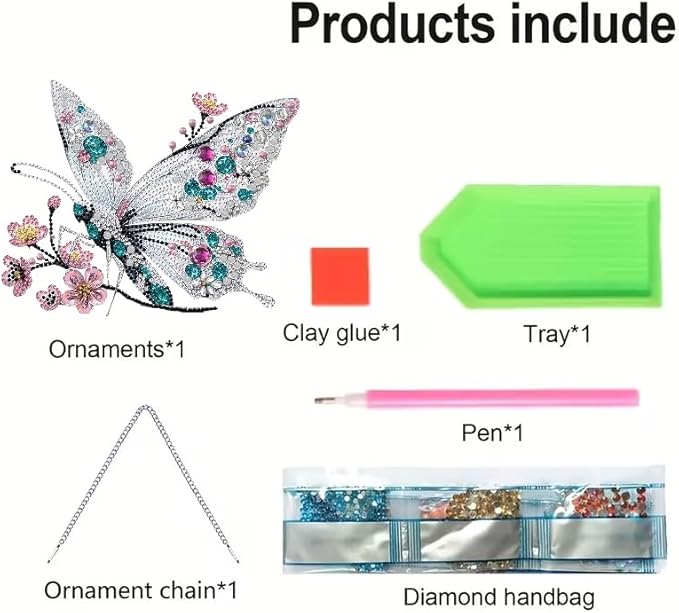 STGLCR Hanging Diamond Art Kits for Adults Pendant Butterfly, Special Shaped Crystal DIY Diamond Painting Kit, Acrylic Board Flower Pendants Double Sided, Home Decor 9.64 Inch