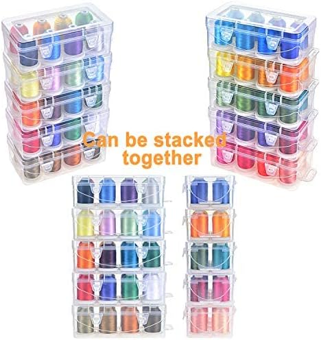 New brothread - 20 Options - 8 Snap Spools of 1000m Each Polyester Embroidery Machine Thread with Clear Plastic Storage Box for Embroidery & Quilting - 4xSalmon Pink+4xPink