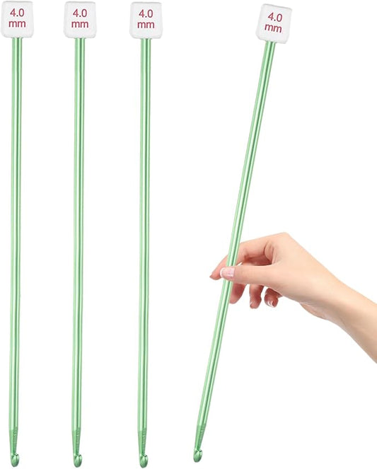 HEALEAYAR 4mm Tunisian Crochet Hooks Bulk, 27cm Extra Long Crochet Needles Aluminum Afghan Knitting Needles Tools for Beginners and Skills Class, Pack of 4