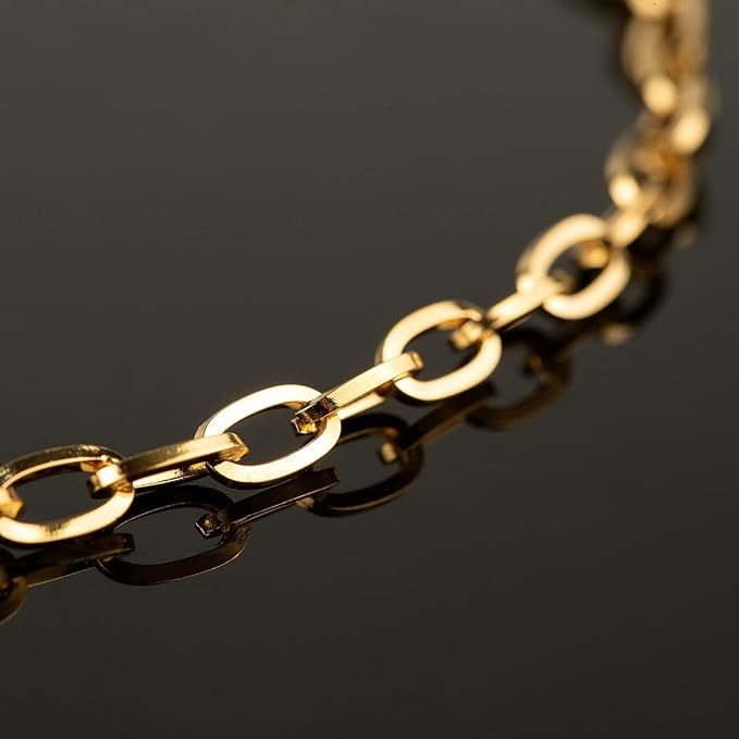 YOUBEIYEE 16.4 Feet Gold Plated Stainless Steel Chain Link Oval Paperclip Necklace Chain Bulk with Jump Rings Lobster Clasps for DIY Necklace Bracelet Choker Jewelry Making