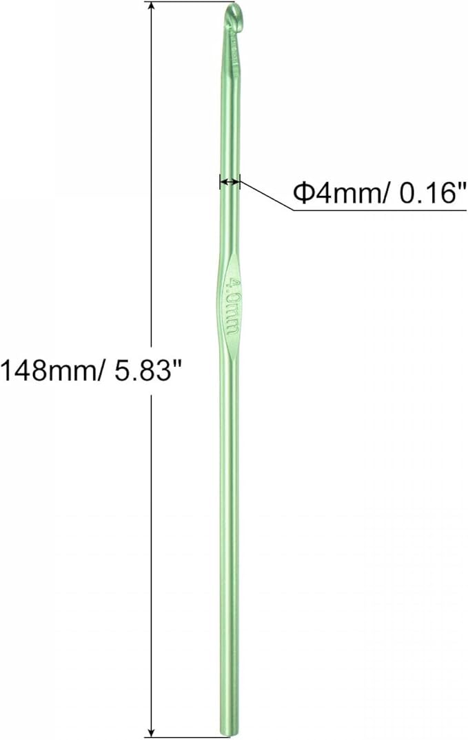 uxcell Aluminum Crochet Hook 4mm US Size G (Size 6) Knitting Needles for DIY Craft Yarn Green 6Pcs