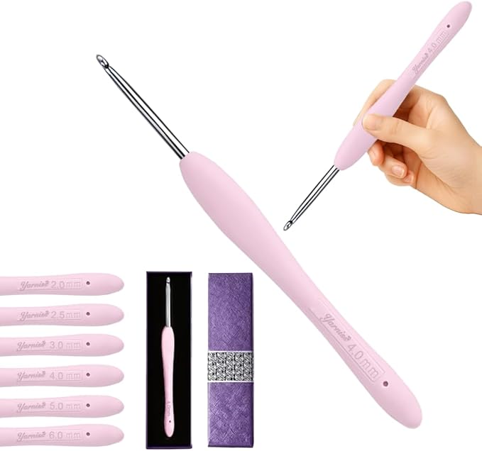 Yarniss 4.0mm Ergonomic Crochet Hook, 304 Stainless Steel Crochet Needle with Soft Grip, Ideal Crochet Tool for Beginners