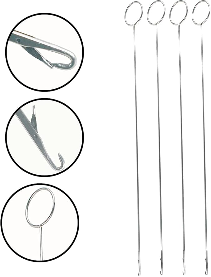 4 Pcs Sewing Loop Turner Hook, Needle Hook with Latch, Tongue Crochet Tool for Fabric Belts Strips Tube Straps DIY Accessories