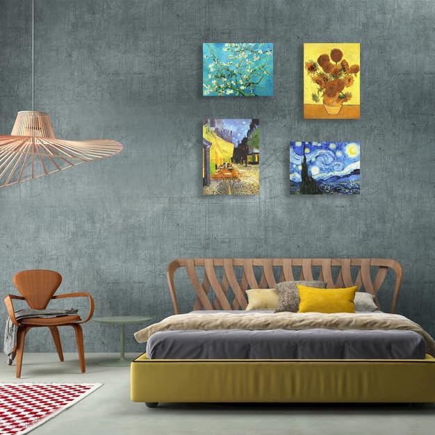 Muzagroo Art Van Gogh Diamond Painting Kits for Adults, DIY 5D Diamond Art Kits for Beginners, Starry Night Arts and Sunflower Crafts Diamond Art for Living Room, Kids Room 4 PCS Wall Art