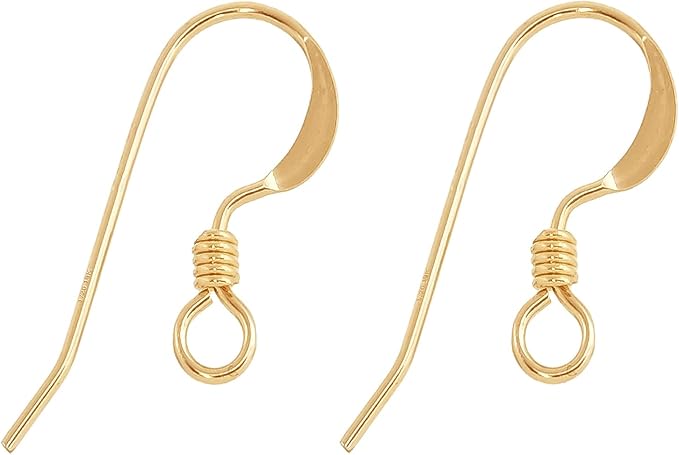 beadnova earring hooks 4pcs 14k gold filled earring kits with rubber backs ear wire hook for jewelry making diy ear post supplies (4pcs earwires and 4 pcs backs)