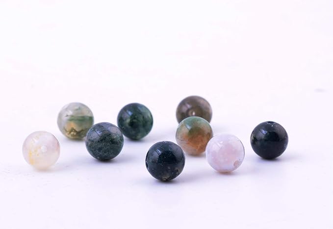 Natural Stone Beads 100pcs 10mm India Agate Round Genuine Real Stone Beading Loose Gemstone Hole Size 1mm DIY Smooth Beads for Bracelet Necklace Earrings Jewelry Making (India Agate, 10mm)