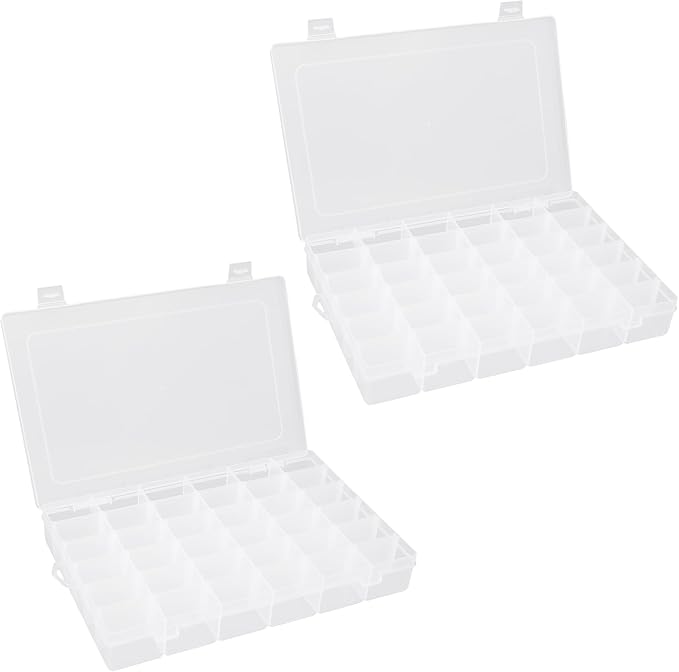 OALCQ 36 Grids 2 Pcs Bead Organizer and Storage Tackle Box for Rock Collection, Washi Tape, Small Items - Plastic Container