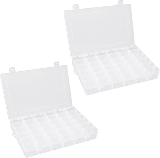 OALCQ 36 Grids 2 Pcs Bead Organizer and Storage Tackle Box for Rock Collection, Washi Tape, Small Items - Plastic Container