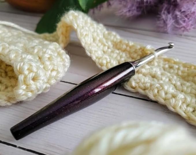 Furls Crochet Hook, Odyssey Amethyst, Nickel Plated Tip for Effortless Glide, Ergonomic Handle Crochet Hooks 7" (Odyssey - Amethyst, F - 3.75MM)