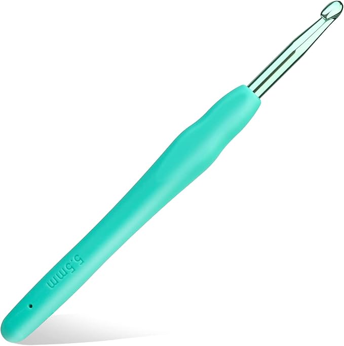kgxulr 5.5 mm Crochet Hook, Aluminum Soft Grip Rubber Handle Needles Ergonomic Knitting Needles Crochet Needle for Beginners and Handmade DIY Knitting Crochet (5.5 mm)