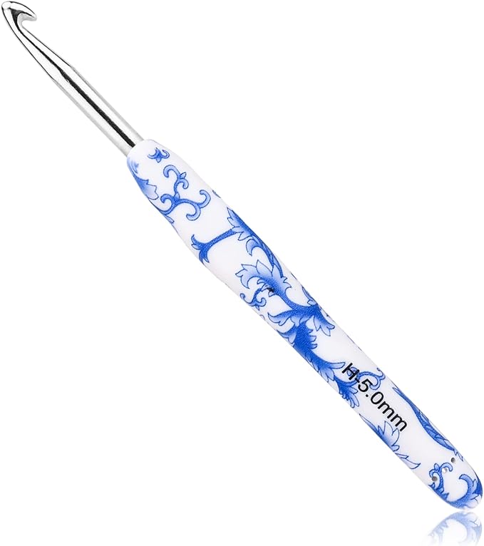 BCMRUN 5 mm(H) Crochet Hook, Ergonomic Handle for Arthritic Hands, Soft Rubber Grip Extra Long  Knitting Needles for Beginners and Knitting Crocheting Yarn (5.0mm-H)