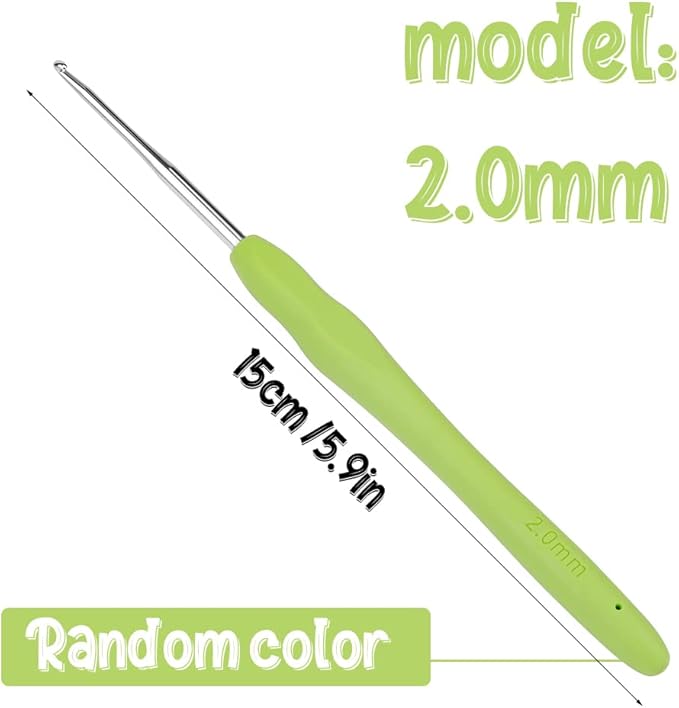 Crochet Hook, 2.0 mm Ergonomic Crochet Hook, Crochet Needles for Arthritic Hands, Knitting Needles with Soft Handle Beginners and Experienced Hobbyists (2.0 mm)