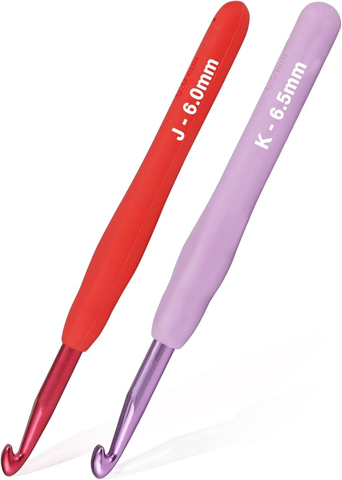 YOJOB 2Pack Size J / 6mm, K / 6.5mm Crochet Hooks, Super Smooth & Ergonomic for Beginner and Advanced (6.0mm, 6.5mm)