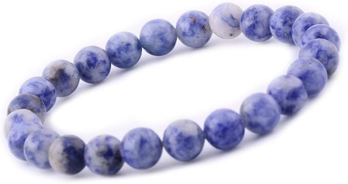 Natural Stone Beads 100pcs 6mm Blue White Sodalite Round Real Stone Beading Loose Gemstone Hole 1mm DIY Charm Smooth Beads for Bracelet Necklace Earrings Jewelry Making (Blue White Sodalite, 6mm)