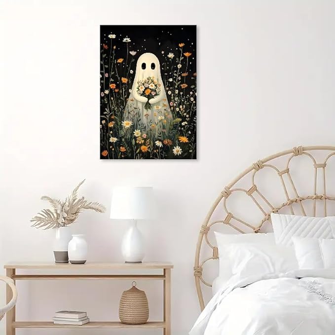 Horror Ghost Stamped Cross Stitch Kits for Adults -Halloween Embroidery Kits for Beginners Adults,11 CT Patterns Dimensions Counted Cross Stitch Kits for Adults Arts Craft 12x16 inch