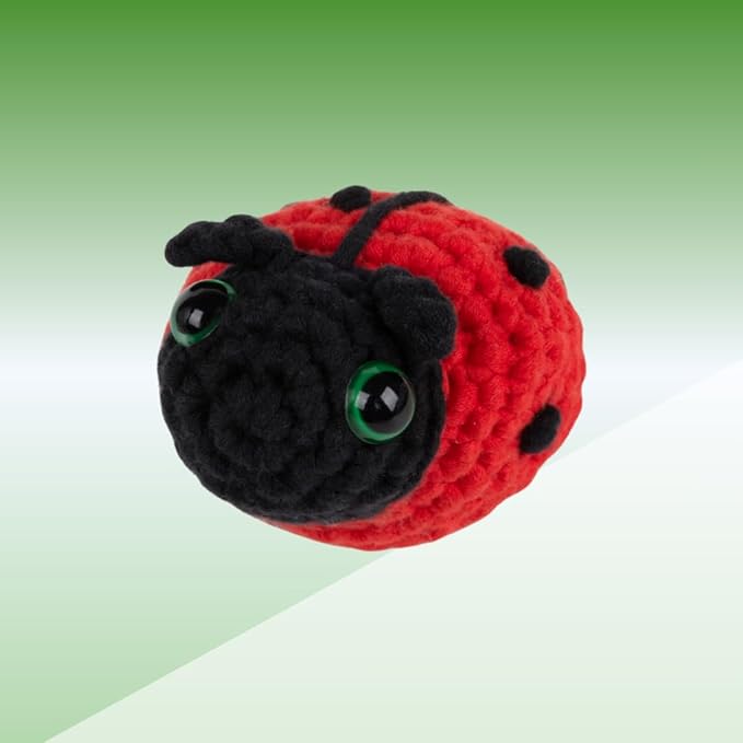 KelliDream Magic Circle Tool Inclusive Learn to Crochet Kit for Beginners; Step-by-Step Video Tutorials; All Supplies to Make Cute Amigurumi (Ladybug)