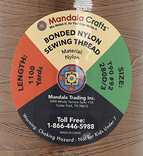Mandala Crafts Size 92 280D T90 Bonded Nylon Thread - Russet Brown 1100 YDs Tex 90 Heavy Duty Sewing Threads for Leather, Jeans, Weaving, Outdoor Marine Upholstery