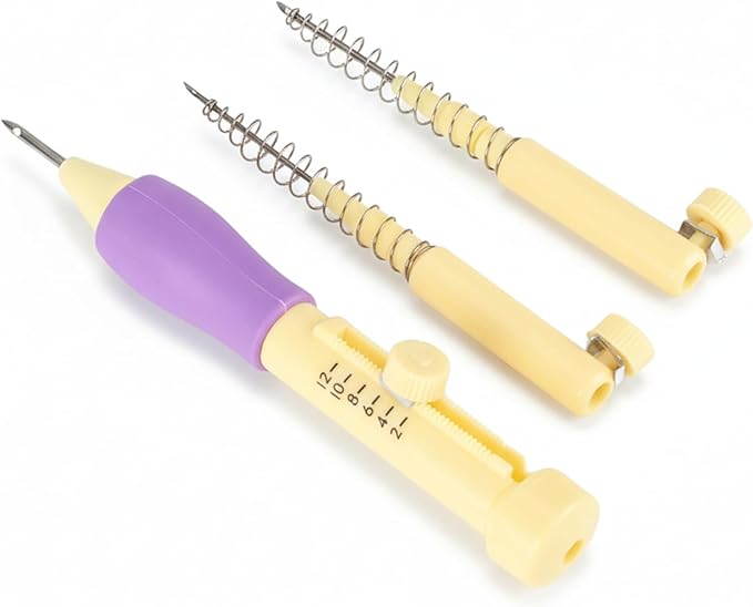 Needle Punch Kit, Adjustable Needle Length Embroidery Needle Punch with 3 Sizes, Embroidery Stitching Punch Needles Set for Adults Beginner