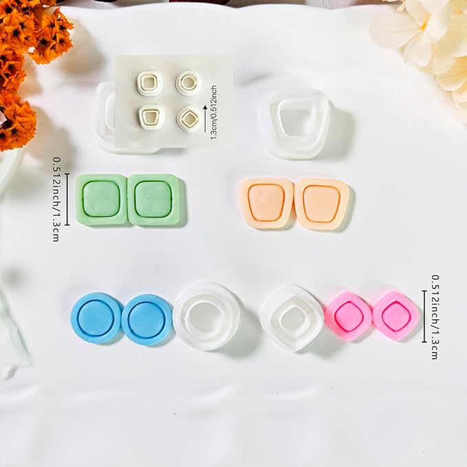 Xaekicr Polymer Clay Cutters Geometric Stud Earring Set – 4 Pairs Modern Clay Cutters for Polymer Clay Jewelry, Clay Tools and Molds for DIY Earrings
