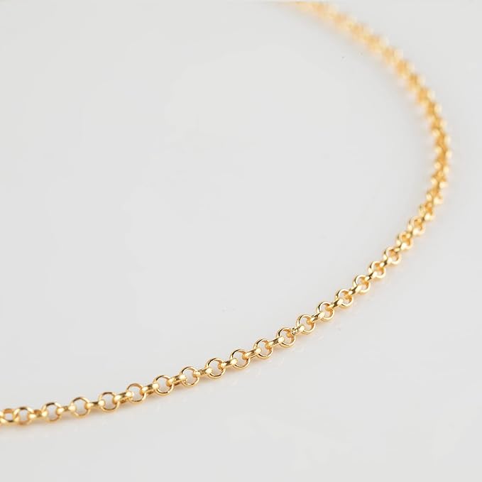 18K Gold Plated Brass Jewelry Making Chain, 10 Meters Circle Rolo Chains Bulk with 50pcs Jump Rings + 20pcs Lobster Clasps Women Necklace DIY Jewelry Supplies Findings