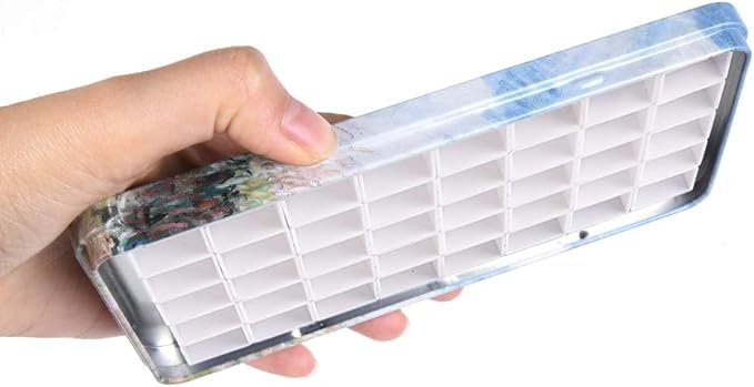 40Pcs Empty Half Pans with Magnetic Stripe Watercolor Paint Travel Tin Palette Case, Artist Paints Half Pan Kits for DIY Watercolor Oils or Acrylics Painting Art Drawing Monet