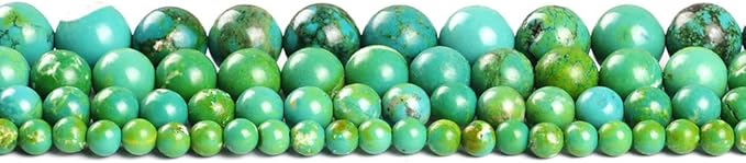 10mm Natural Turquoise Gemstone Round Loose Beads Crystal Stone Bracelet Necklace Accessories Crafts for Jewelry Making DIY,1 Strand 15"