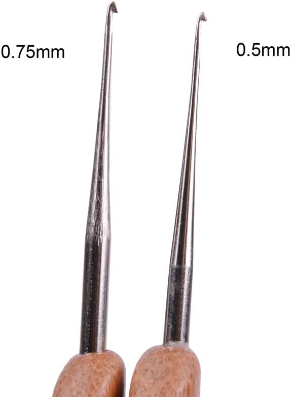 2 Pcs/Set Dreadlock Crochet Hook for Hair Dreadlock Needle Tool for Craft Dreadlock Crochet Needles (1 Hook 0.5mm + 1 Hook 0.75mm)