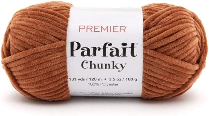 Premier Yarns Parfait Chunky Chenille 3.5 Oz Super Bulky Weight 3 Pack Bundle with Bella's Stitch Place Holders (Teddy Bear)