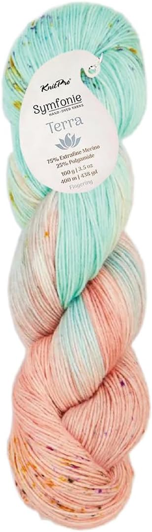 KnitPro Symfonie Fingering Weight Hand Dyed Variegated Yarn Skein | Extra Fine Merino Wool & Polyamide Blend for Knitting & Crocheting, Oeko-TEX Certified 400m, 100g | Terra Bonnie Blooms