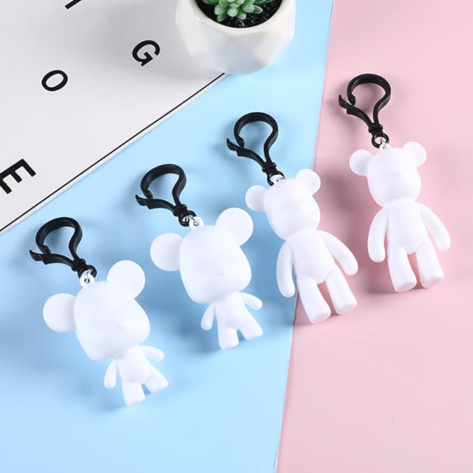 HANDA DIY Painting Fluid Bear Teddy Bear Violent Bear Gloomy Bear Painting Kit Set Creative Home Decorations Handmade Doll Figurine Toys Gift for Birthday Valentines (3 inch Keychain, Bear Mold)